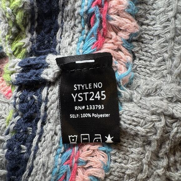 POL Crochet Bohemian Short Sleeve Crop Top Colorful Granny Knit Boho Size Small - Picture 5 of 6